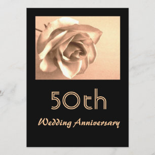Elegante Sepia Roze 50ste Huwelijksjubileum Uitnod Kaart