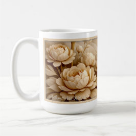Elegante Sepia Rozen Tuin Bloem Kunst Koffiemok