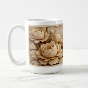 Elegante Sepia Rozen Tuin Bloem Kunst Koffiemok