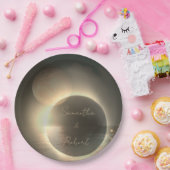 Elegante Sepia Solar Eclipse Custom Foto Bruiloft Papieren Bordje (Feest)