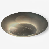 Elegante Sepia Solar Eclipse Custom Foto Bruiloft Papieren Bordje (Gekanteld)