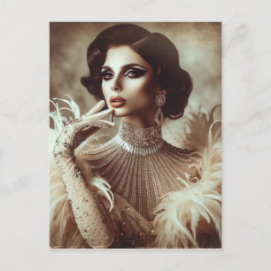Elegante Sepia Vrouw Briefkaart