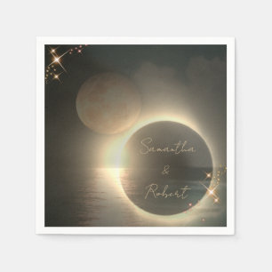 Elegante Sepia Zonsverduistering Aangepaste Foto B Servet