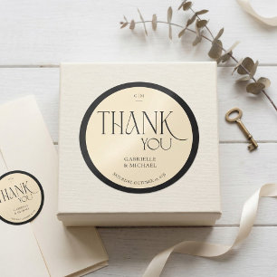 Elegante Serif Typografie "Dank je wel" Trouwgunst Ronde Sticker