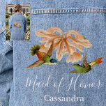 Élégante servante d'honneur de colibri Mariage<br><div class="desc">Maid of Honor Elegant Vintage Hummingbird Aquarelle Mariage Blue Jean Denim Veste</div>