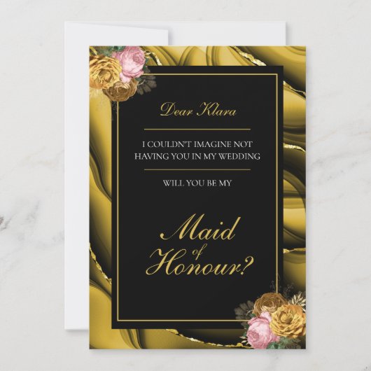 Élégante servante d'honneur Invitation du Mariage (Devant)