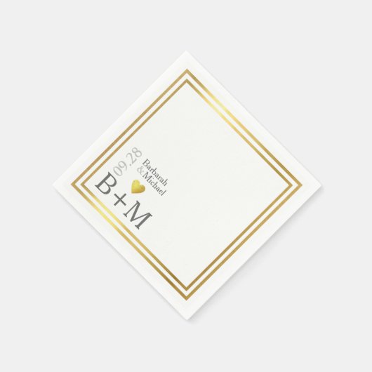 Elegante servetten (namen en initialen) Bruiloft (Hoek)