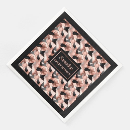 Elegante servetten roze gouden glitters tafelaccen (Hoek)