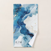 ÉLÉGANTE SERVIETTE DE BAIN BLANC MARINE BLEUE (Serviette à main)