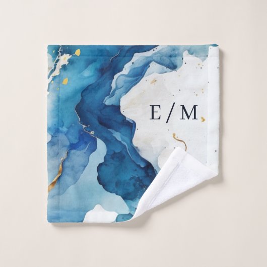 ÉLÉGANTE SERVIETTE DE BAIN BLANC MARINE BLEUE (Gant de toilette)