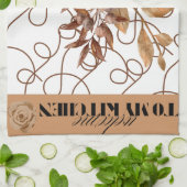 Élégante serviette de cuisine florale (Plié)