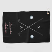 Élégante serviette de golf noire ⛳ Clubs élégants  (Horizontal)