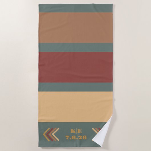 Élégante Serviette de plage Monogrammed Rustique (Devant)