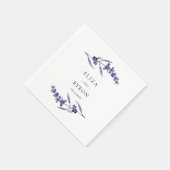 Élégante serviette en papier mariage lavande flora (Coin)