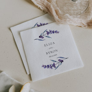 Élégante serviette en papier mariage lavande flora