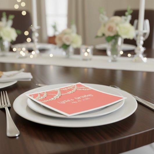Élégante serviettes en papier de corail avec accen
