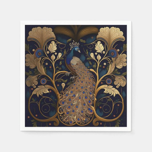 Élégante serviettes en papier Peacock (Devant)