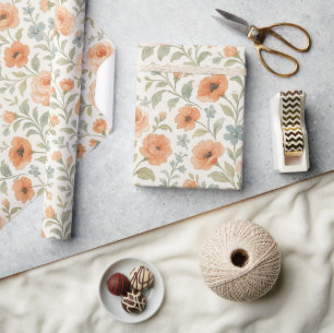 Elegante Shabby Chic Franse Bloemenkunst Patroon Cadeaupapier