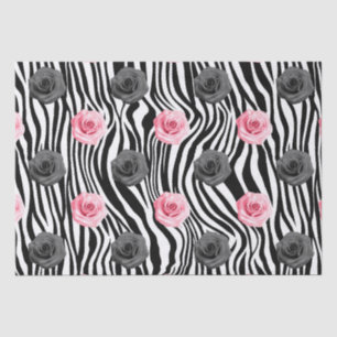 Elegante Shabby Chic Roze Rozen en Zebra Strepen Tissuepapier
