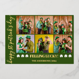 Elegante Shamrock St. Patrick's Day Familiefoto Folie Feestdagenkaart