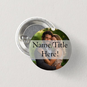 Elegante Sheer Overlay Foto Bruiloft Ronde Button 3,2 Cm