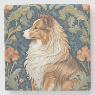 Elegante Shetland Sheepdog William Morris geïnspir Stenen Onderzetter