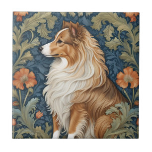 Elegante Shetland Sheepdog William Morris geïnspir Tegeltje