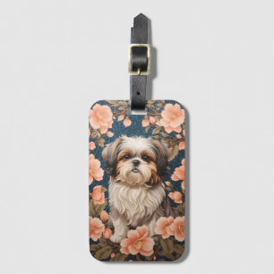 Elegante Shih Tzu hond William Morris geïnspireerd Bagagelabel