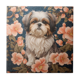 Elegante Shih Tzu hond William Morris geïnspireerd Tegeltje