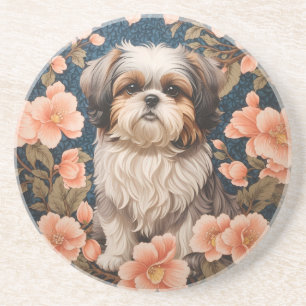 Elegante Shih Tzu hond William Morris geïnspireerd Zandsteen Onderzetter
