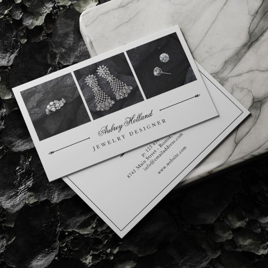 Elegante sieraden ontwerper fotocollage visitekaartje
