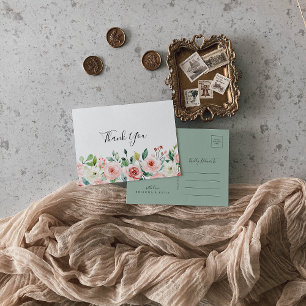 Elegante sierlijke herfst bloemen dank u briefkaart