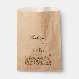 Elegante sierlijke herfst bloemen dank u bruiloft bedankzakje