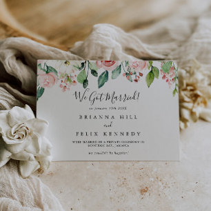 Elegante sierlijke herfst bloemen elopement aankondiging