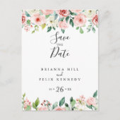 Elegante sierlijke herfst bloemen opslaan de datum briefkaart (Voorkant)