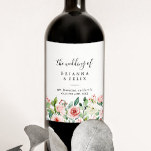 Elegante sierlijke herfst bloemenbruiloft wijn lab etiket
