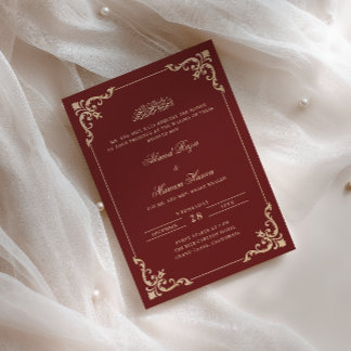 Elegante Sierlijke Lijst Burgundy Goud Walima Cere Kaart