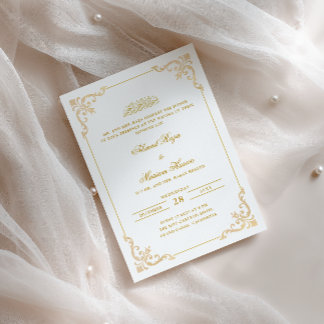 Elegante Sierlijke Lijst Wit Goud Walima Ceremonie Kaart