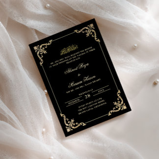 Elegante Sierlijke Lijst Zwart Goud Walima Ceremon Kaart