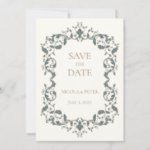 Elegante Sierlijke Scroll Ontwerp Bewaar de Datum