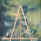 Elegante sierlijke Wildflower Afstuderen Welkomstb Acryl Bord (Neutraal)