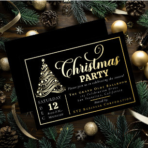 Elegante Sierlint Boom Kerstfeest  Folie Uitnodiging