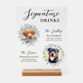 Élégante signature Boissons Animaux Mariages Chien (Recto)