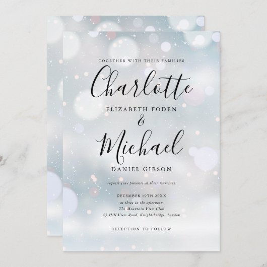 Élégante signature Faire-part de mariage de gel d' (Devant / Derrière)