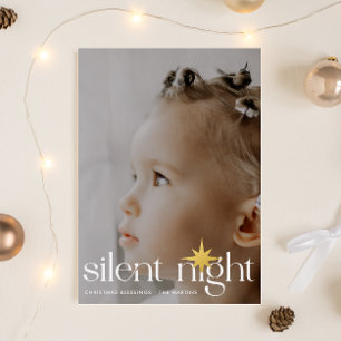 Elegante Silent Night Christmas Star Foto Folie Feestdagenkaart