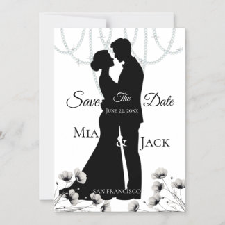 Elegante Silhouet Huwelijk Save The Date Kaart
