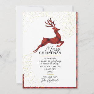 Elegante Silhouette van Rendieren   Rood & Goud Ge Feestdagenkaart