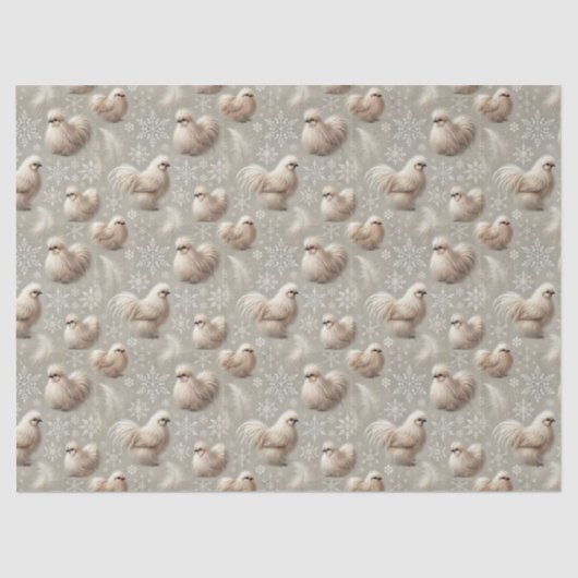 Elegante Silkie Kip Neutraal Winter Gift Wrap Tissuepapier (Voorkant)
