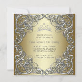 Elegante Silver Gold Quinceanera Uitnodigingen (Achterkant)