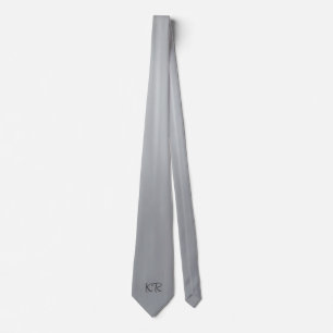 Elegante Silver Grey Classic Monogram Initialen Stropdas